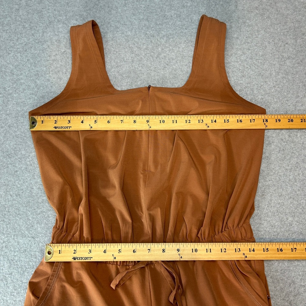 Prana Railay Tank Jumpsuit Rust Brown Clay Ruched Ankle Pockets Womens Small - Picture 16 of 16